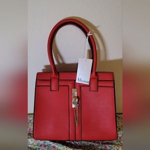 Red Alyssa faux leather crossbody/bucket bag